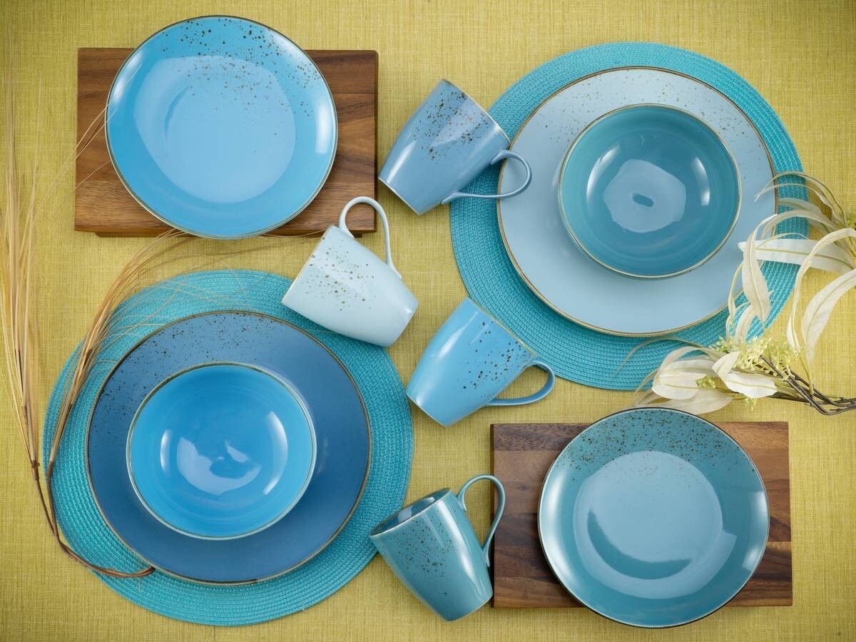 CreaTable Kombiservice Nature Collection Aqua blau Keramik 16 tlg.