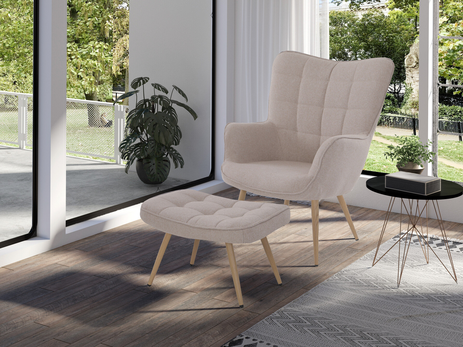 byLIVING Hocker UTA sand natur Webstoff Metall B/H/T: ca. 60x39x41 cm