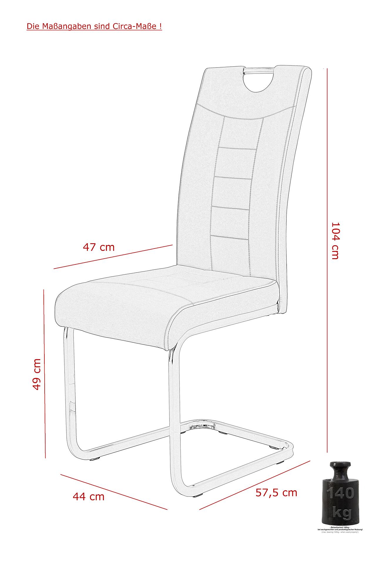 Schwingstuhl Ruby 2er Set grau Kunstleder B/H/T: ca. 44x103x60 cm