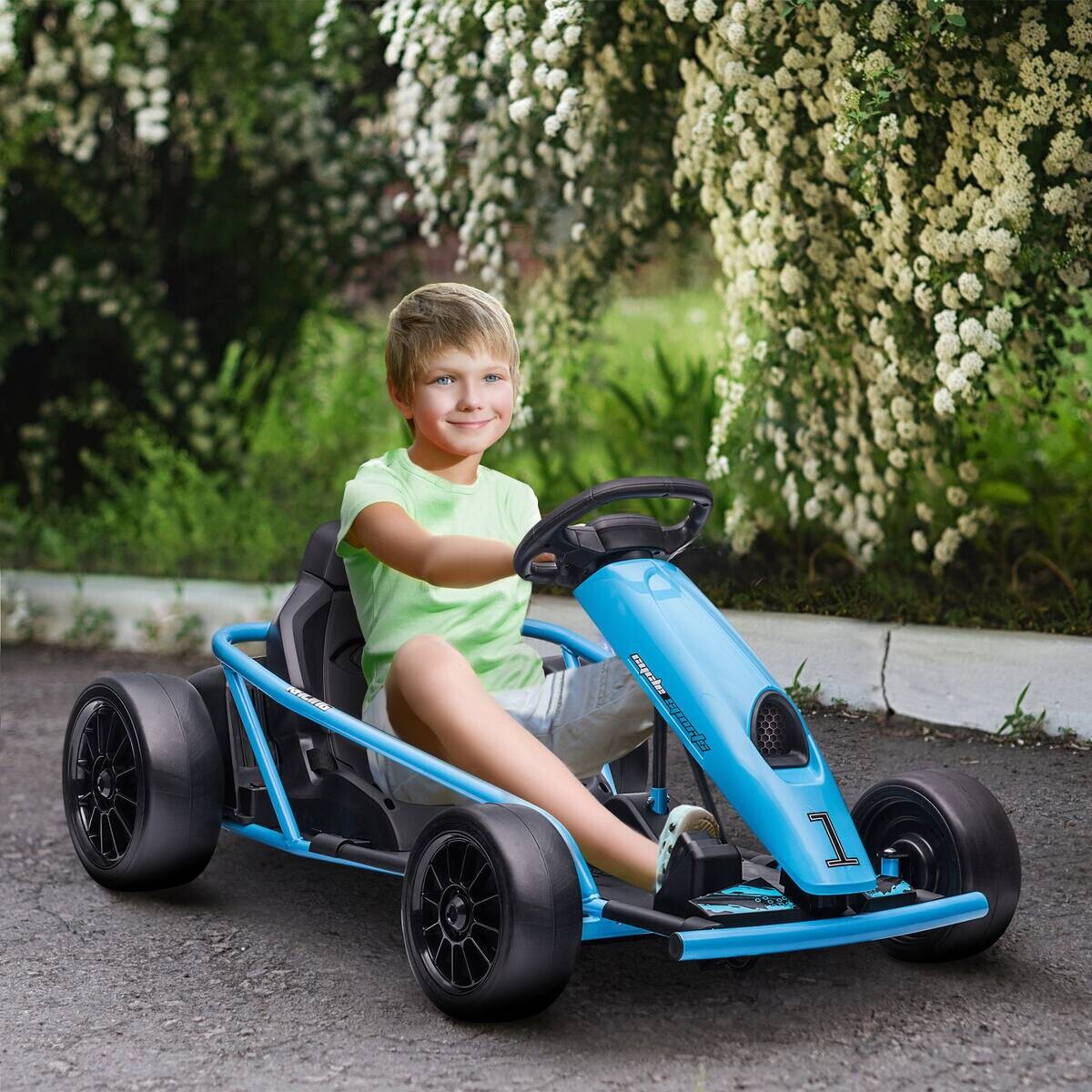 HOMCOM Kinder Elektro Gokart blau B/H/L: ca. 77x54x115 cm