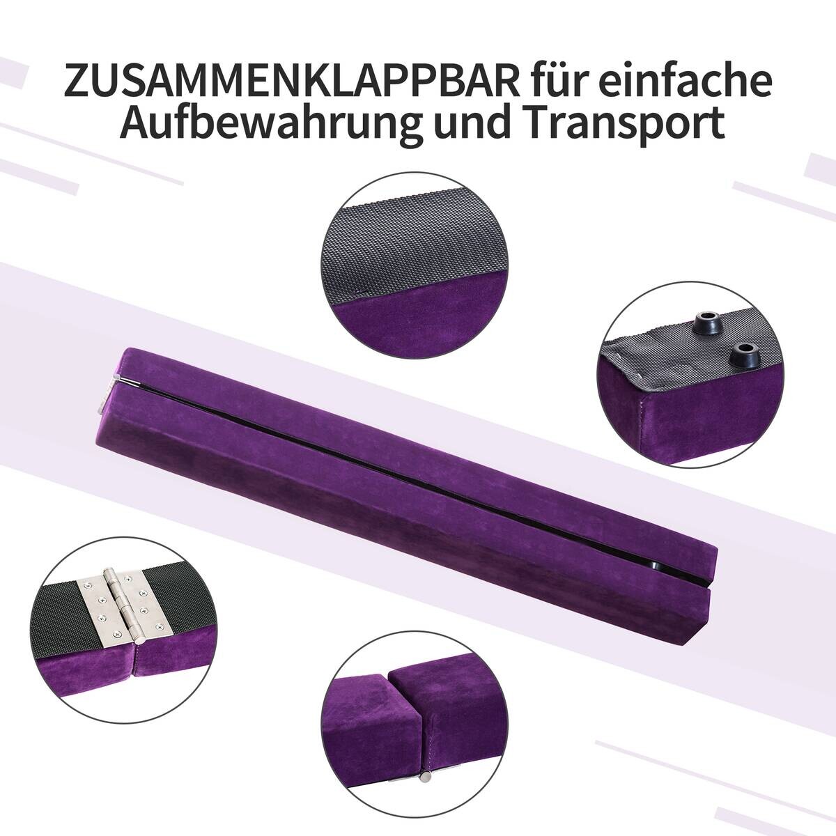 HOMCOM Schwebebalken violett Kiefer B/H/L: ca. 10x6,5x210 cm