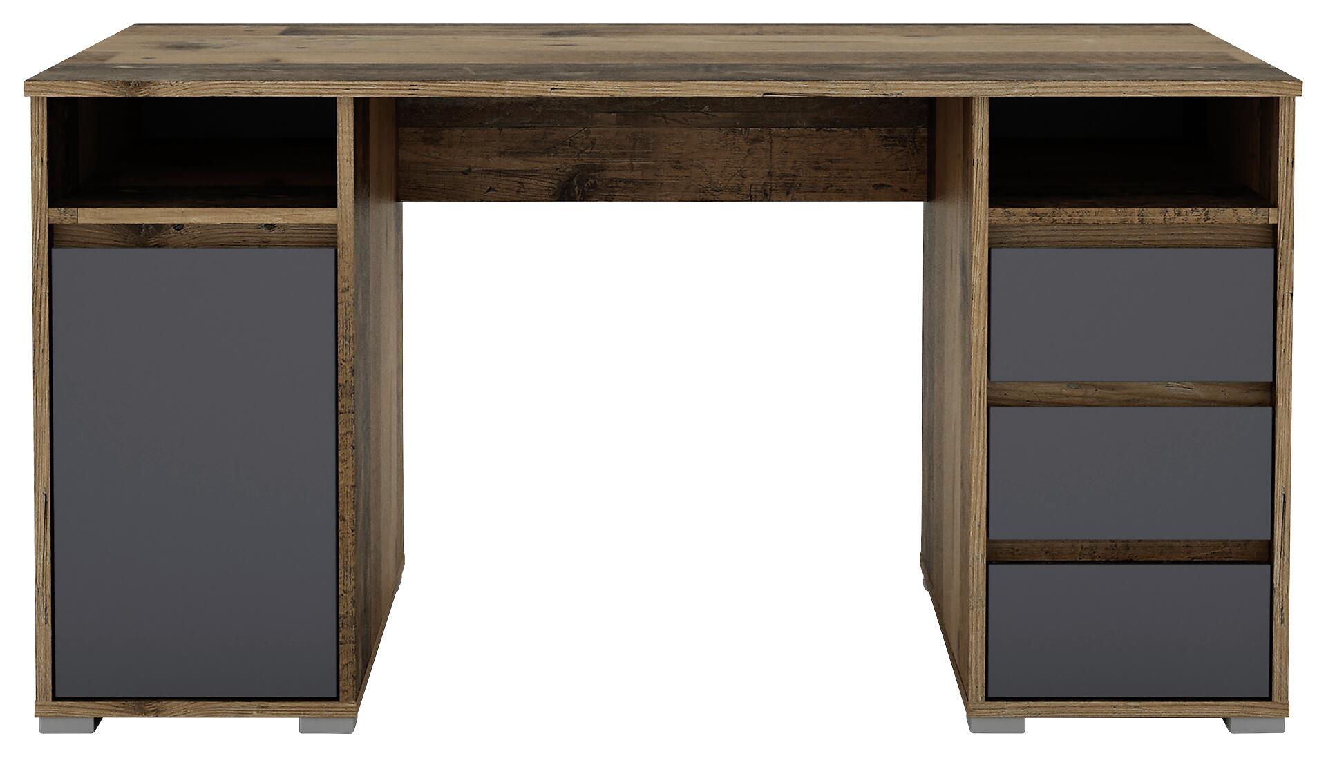 Schreibtisch LOBO Eiche Old Wood Nachbildung anthrazit B/H/T: ca. 138x75x55 cm