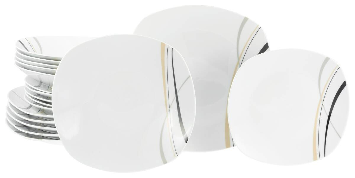 CreaTable Tellerset Square City Line weiß Porzellan