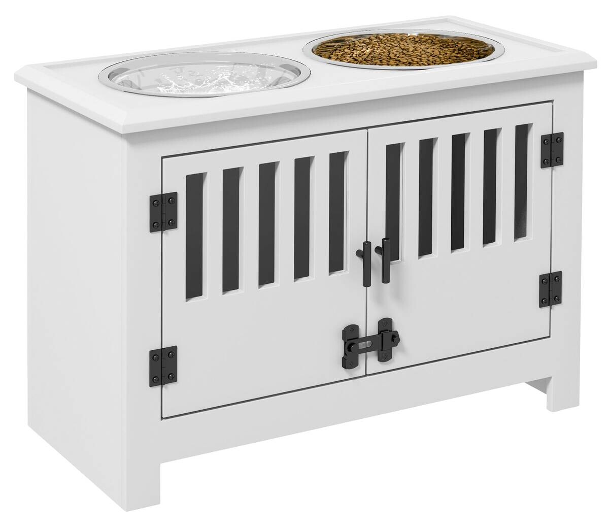 PawHut Futterstation weiß Stahl B/H/L: ca. 30x43x60 cm