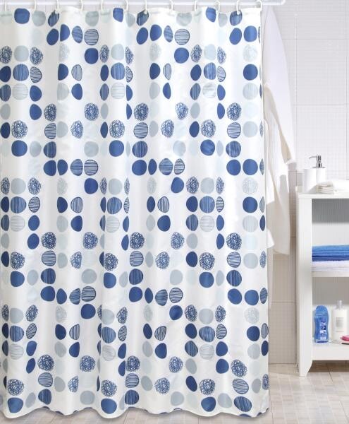 Acus Duschvorhang weiß blau Polyester-Mischgewebe B/L: ca. 180x200 cm