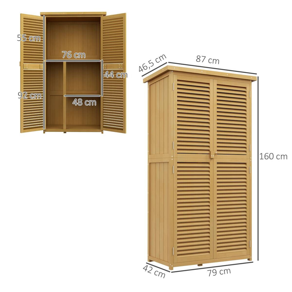Outsunny Gartenschrank gelb Kiefer B/H/L: ca. 46,5x160x87 cm