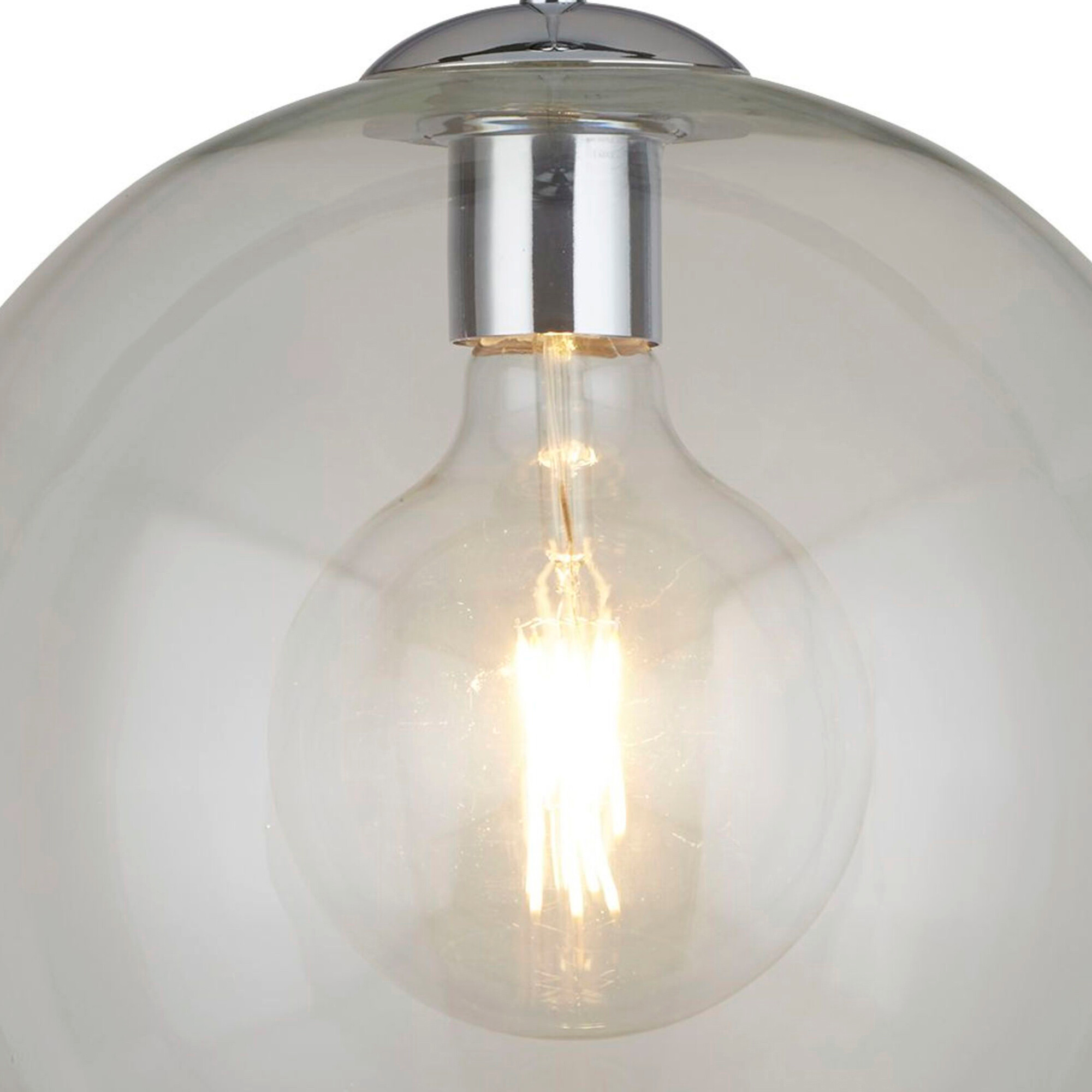 Searchlight Pendelleuchte Balls transparent Chrom Stahl Glas B/H/D: ca. 30x120x30 cm E27 1 Brennstellen