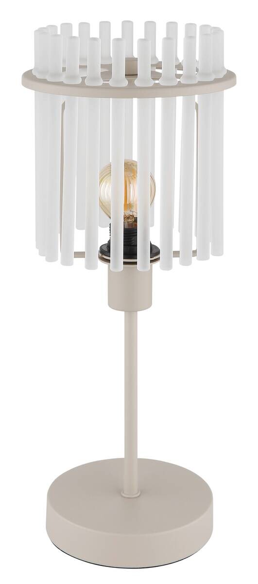 GLOBO Tischleuchte sand Metall Glas H/D: ca. 37,5x15 cm E14 1 Brennstellen