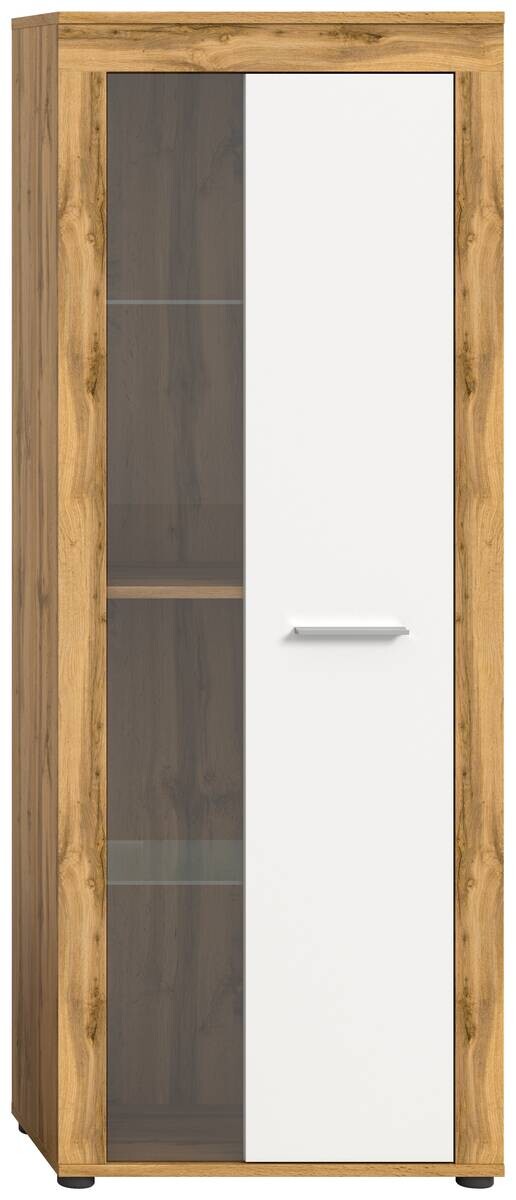 Vitrine Jam Eiche Wotan Nachbildung weiß B/H/T: ca. 60x159x35 cm