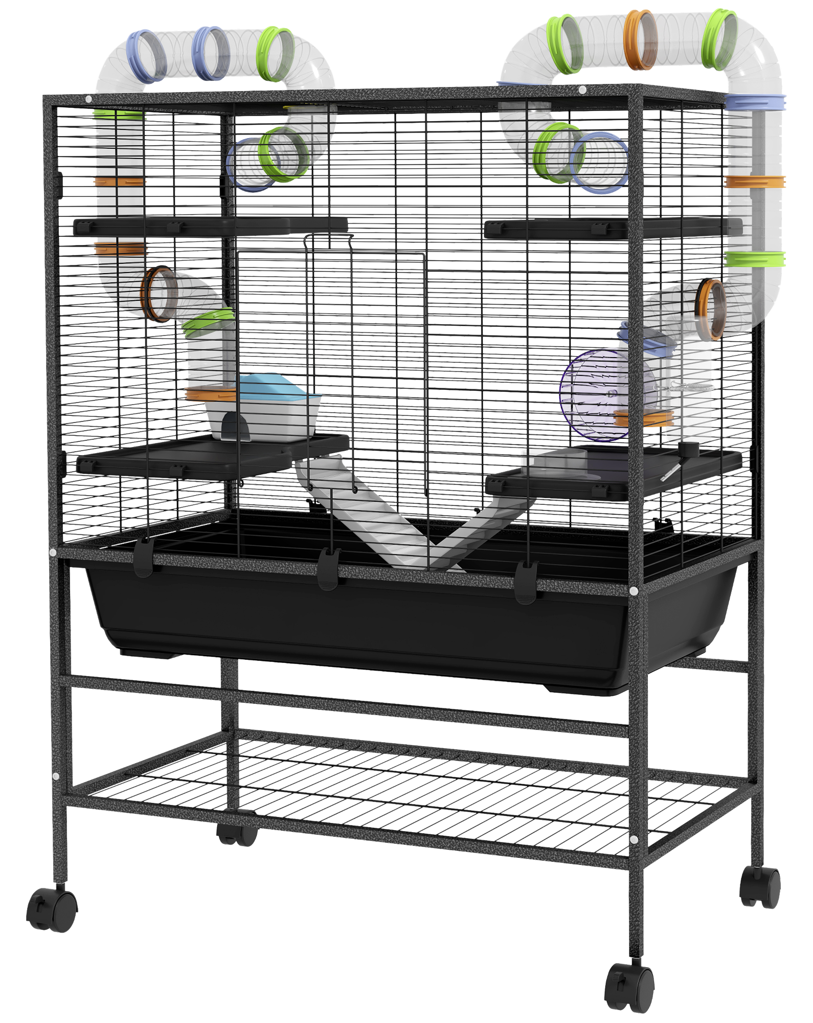 PawHut Hamsterkäfig schwarz Kunststoff B/H/L: ca. 46x109x82 cm