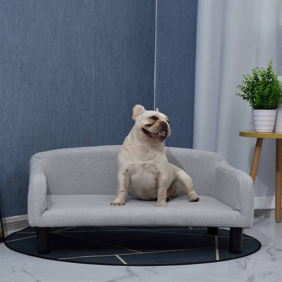 PawHut Hundesofa hellgrau Polyester B/H/L: ca. 82x36x54 cm