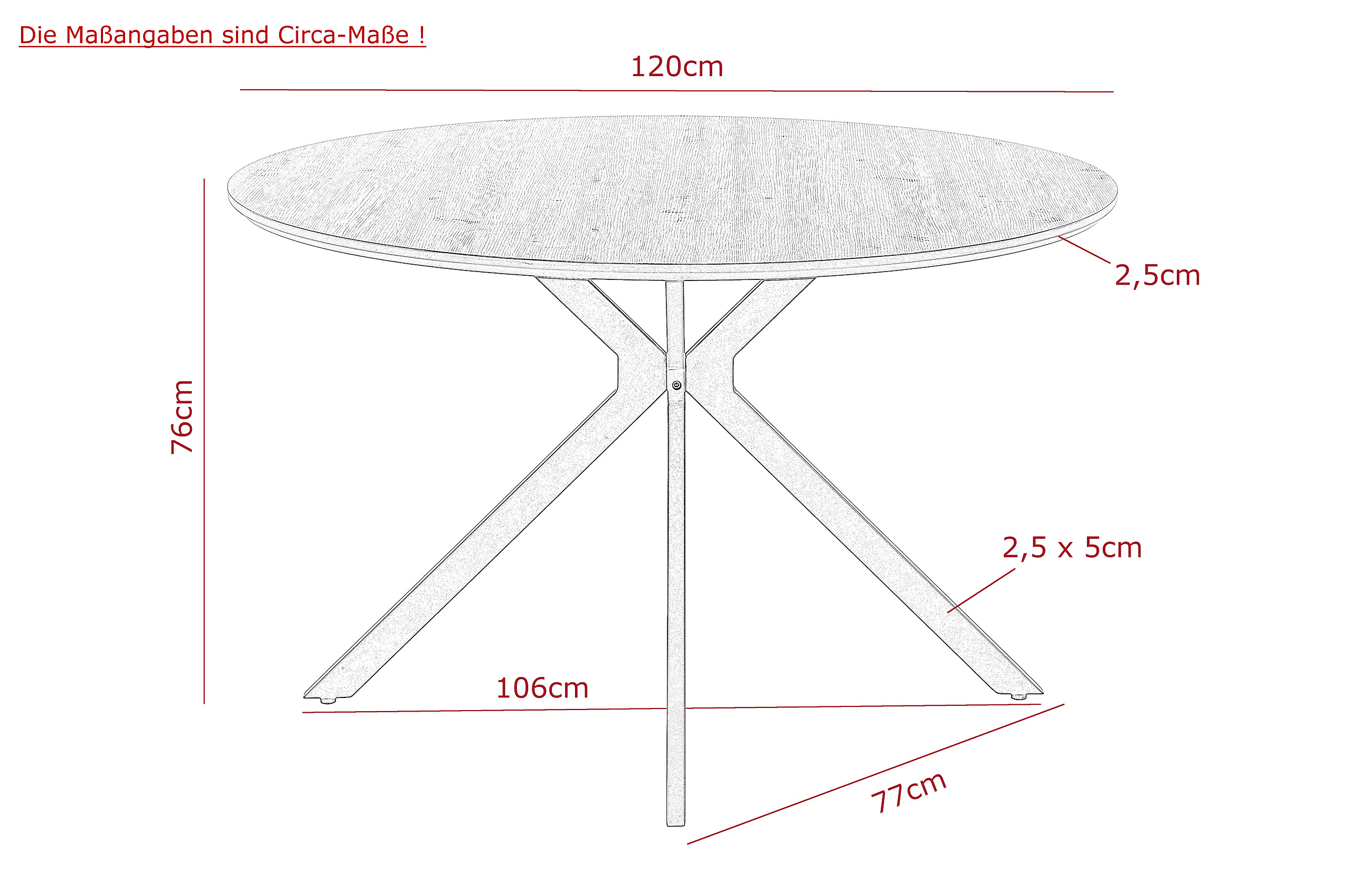 Esstisch Kindu Eiche schwarz B/H: ca. 120x76 cm