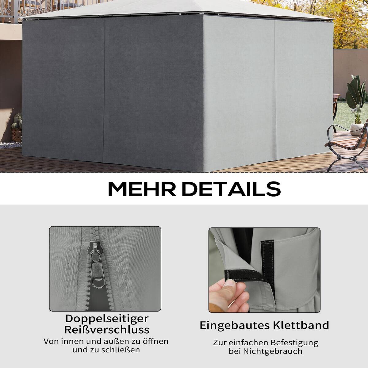 Outsunny Pavillon-Zubehör hellgrau Polypropylen H/L: ca. 352x205 cm