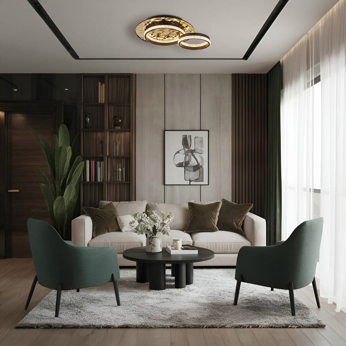 GLOBO LED-Deckenleuchte gold schwarz Metall Aluminium Edelstahl B/H/L: ca. 40x14x50,5 cm 1 Brennstellen