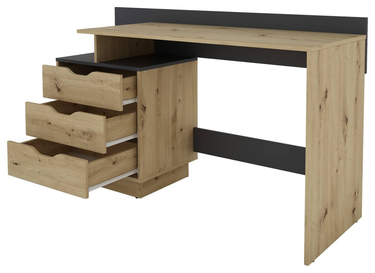 Schreibtisch BELFAST Eiche Artisan Nachbildung anthrazit B/H/T: ca. 138x83,5x51,5 cm
