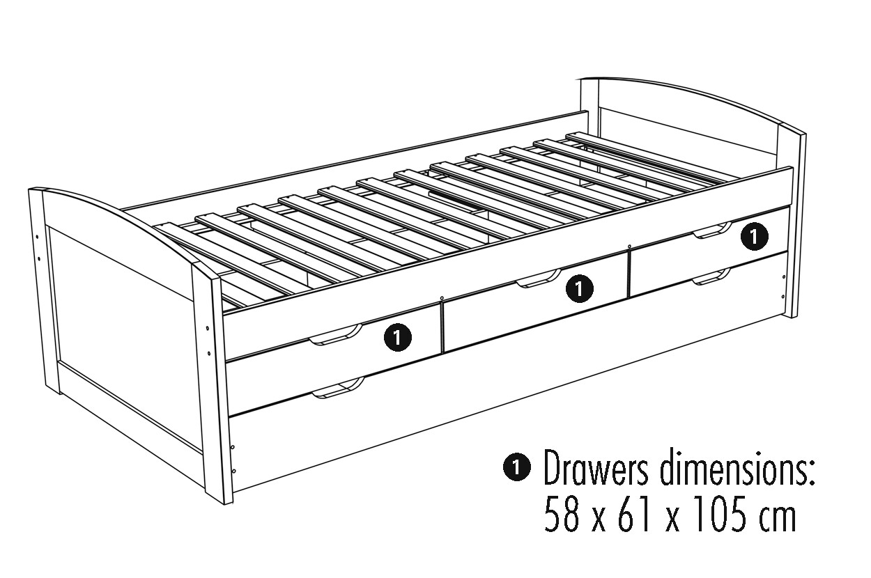 Funktionsbett Ulli weiß Liegefläche B/L: ca. 90x190 cm