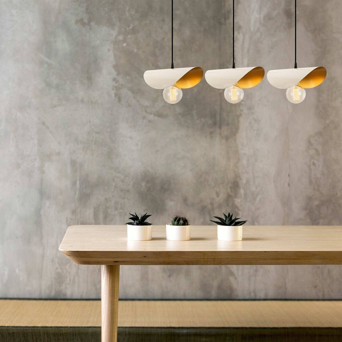 Opviq Pendelleuchte Sivani weiß gold Eisen B/H/T/L: ca. 17x106x17x80 cm E27 3 Brennstellen