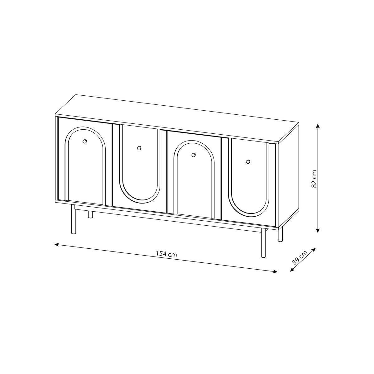Kommode MAZOMA Eiche Kaschmirgrau Nachbildung gold Optik B/H/T: ca. 154x82x39 cm
