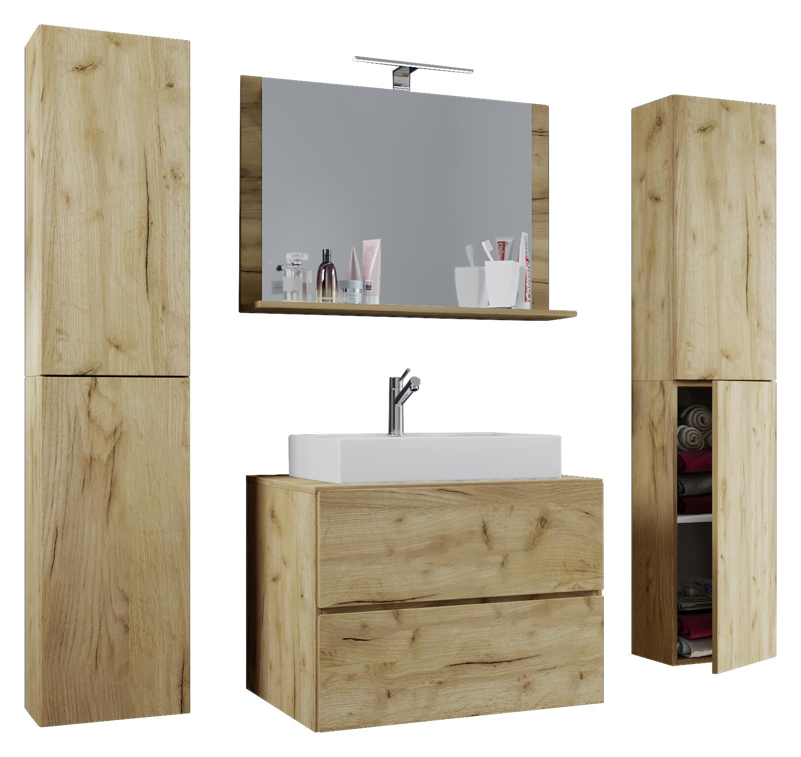 Waschplatz 5tlg-Lendas weiß Eiche Honig Nachbildung B/H/T: ca. 60x52x52 cm Waschplatz 5tlg-Lendas weiß Eiche Honig Nachbildung B/H/T: ca. 60x52x52 cm