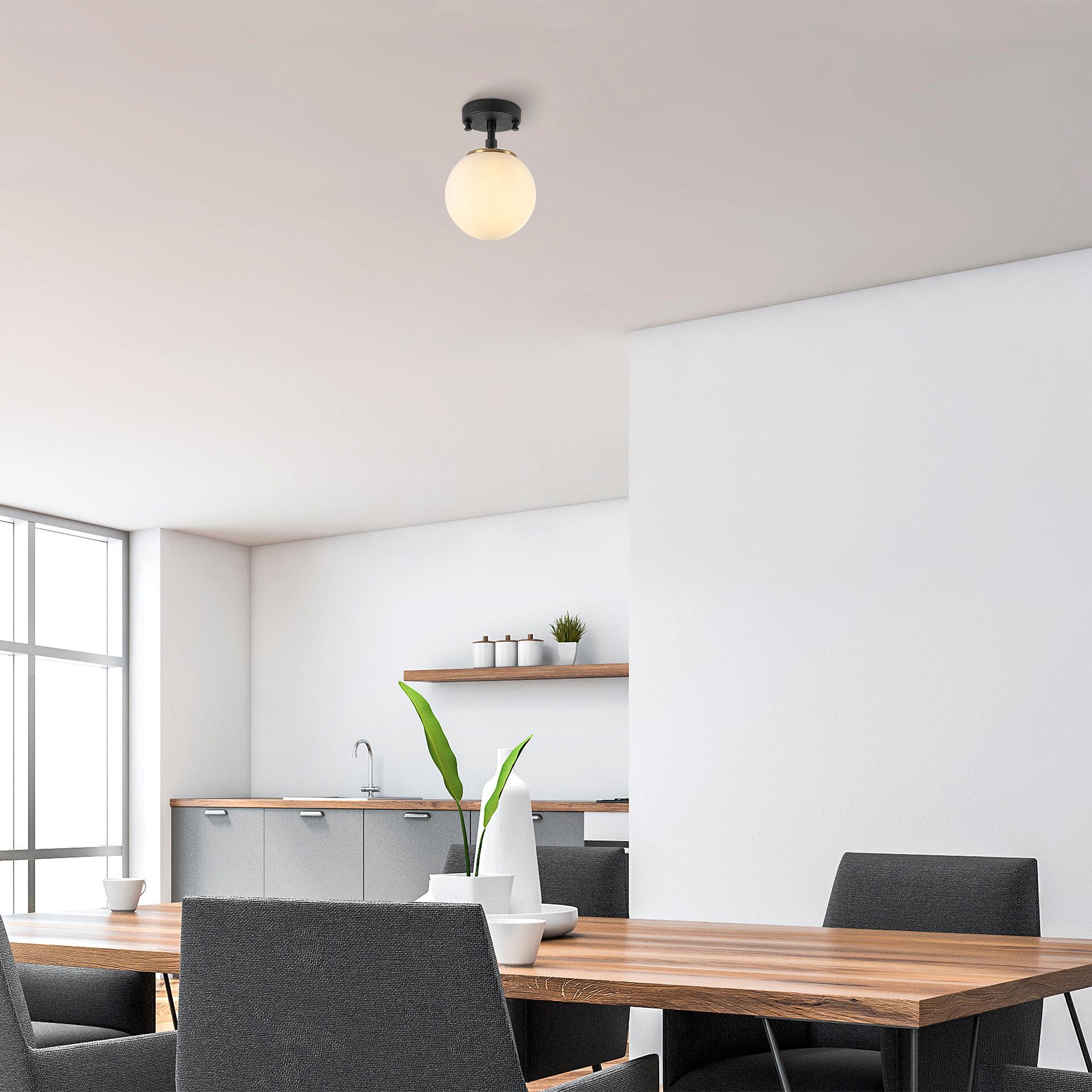 Opviq Deckenleuchte Atmaca-10210 schwarz Metall Glas B/H/T/L/D: ca. 15x23x15x15x15 cm E14 3 Brennstellen