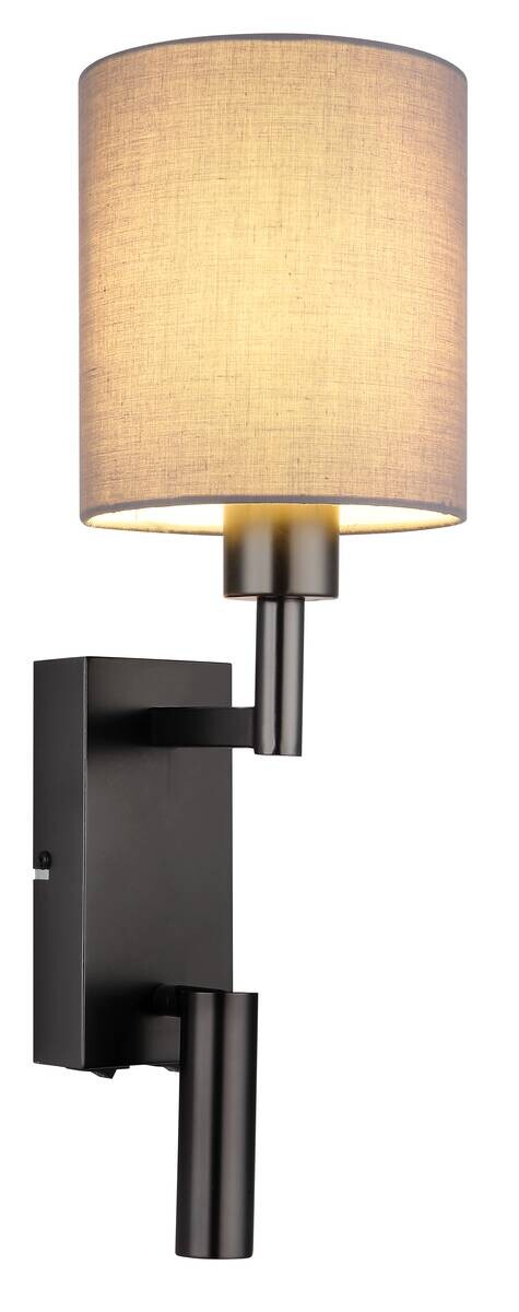 GLOBO Wandleuchte grau schwarz Metall B/H/L: ca. 17x45,5x15 cm E27 2 Brennstellen