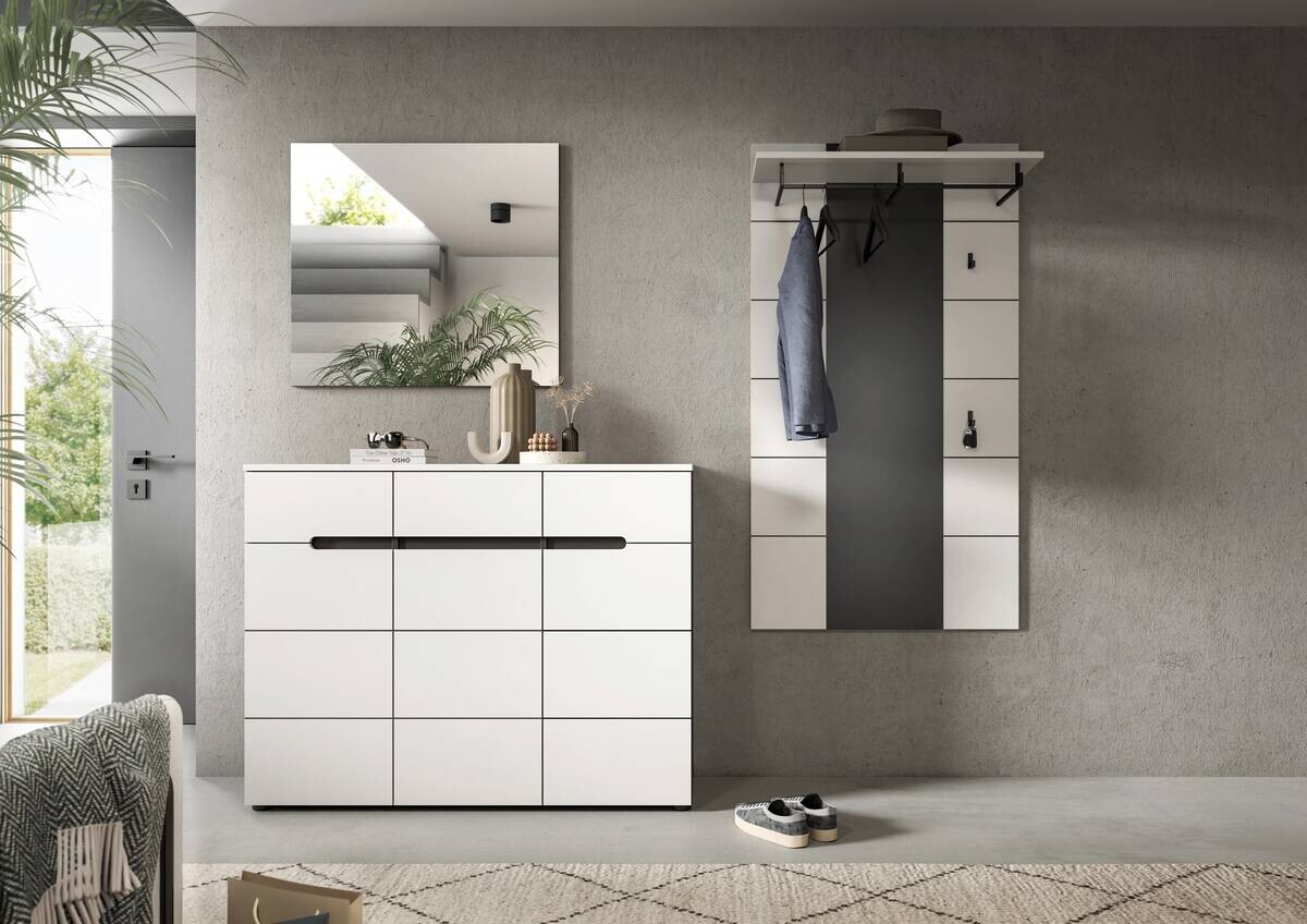 Garderobe Canu basaltgrau Nachbildung weiß B/H/T: ca. 215x190x37 cm