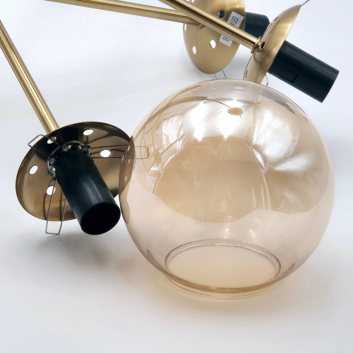 Lamkur Pendelleuchte gold schwarz Metall Glas H/D: ca. 76x68 cm E14 8 Brennstellen