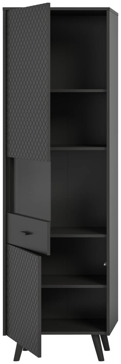 Vitrinenschrank LINEA grau schwarz B/H/T: ca. 58x195x37 cm