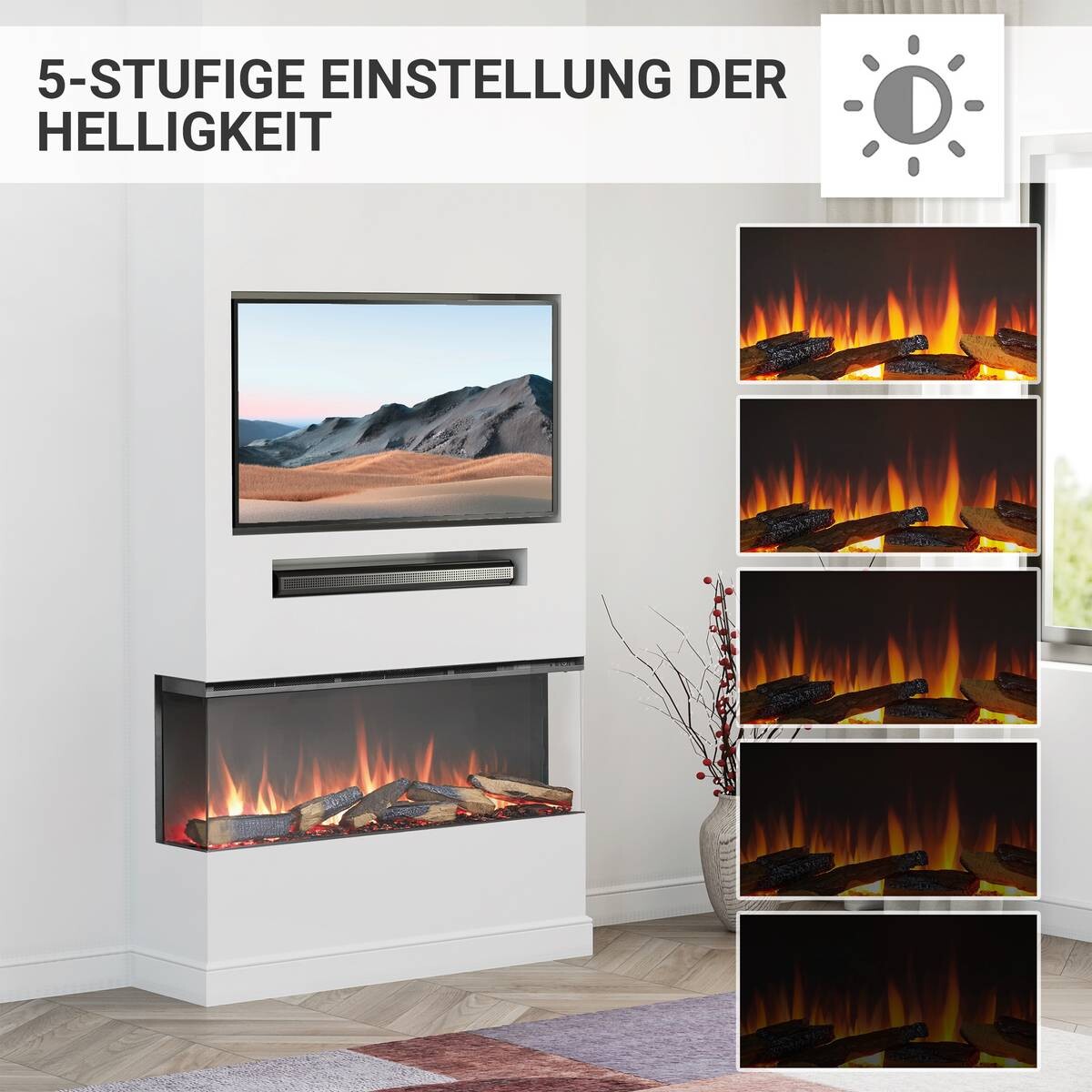 Balderia Elektrischer-Kamin EF408A Athena 44" schwarz B/H/T: ca. 113x50x21 cm ca. 1500 W