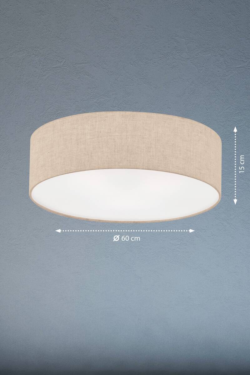 Fischer & Honsel Deckenleuchte 20913 weiß sand Leinen H/D: ca. 15x60 cm E14 4 Brennstellen