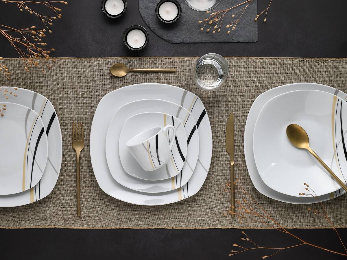 CreaTable Kombiservice Square City Line weiß Porzellan 30 tlg.