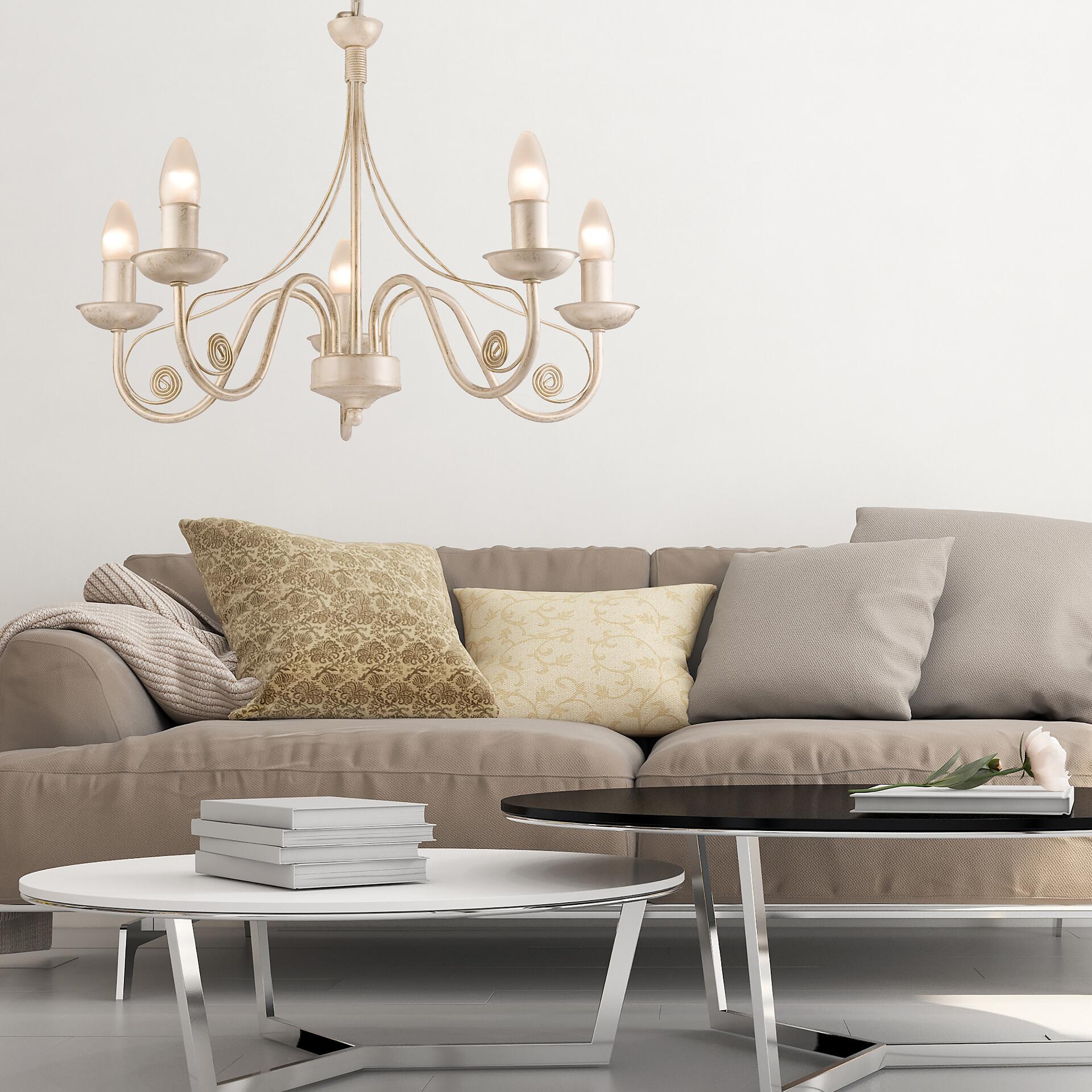 Lamkur Pendelleuchte DONATO 22536 weiß Stahl H/L: ca. 72x57 cm E14 5 Brennstellen