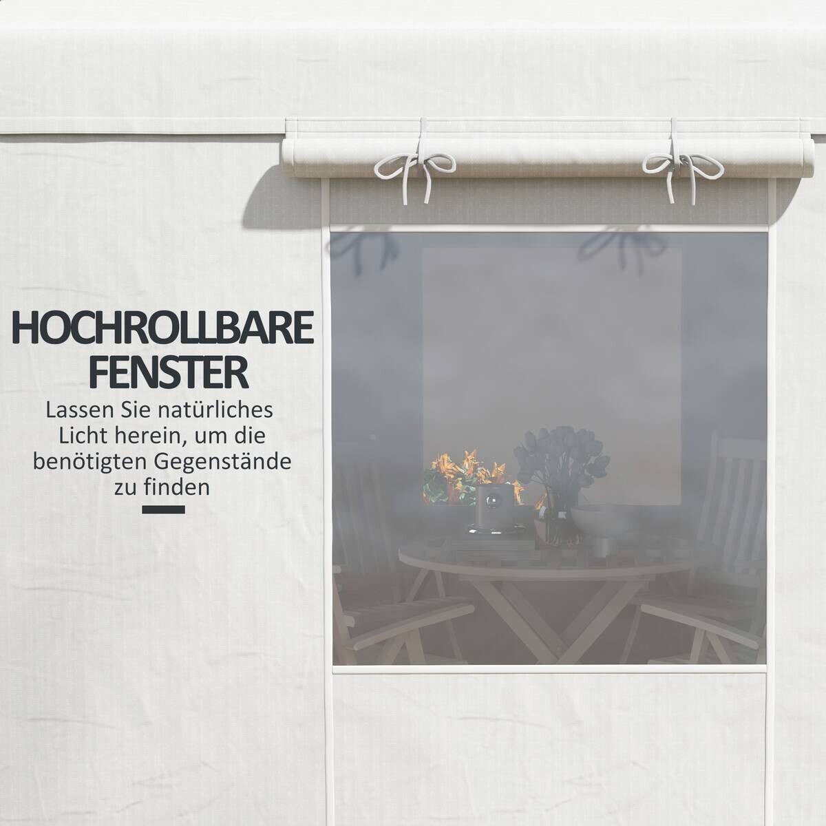 Outsunny Pavillon-Abdeckung 3,6x3m weiß Kunststoff B/H/L: ca. 300x270x360 cm