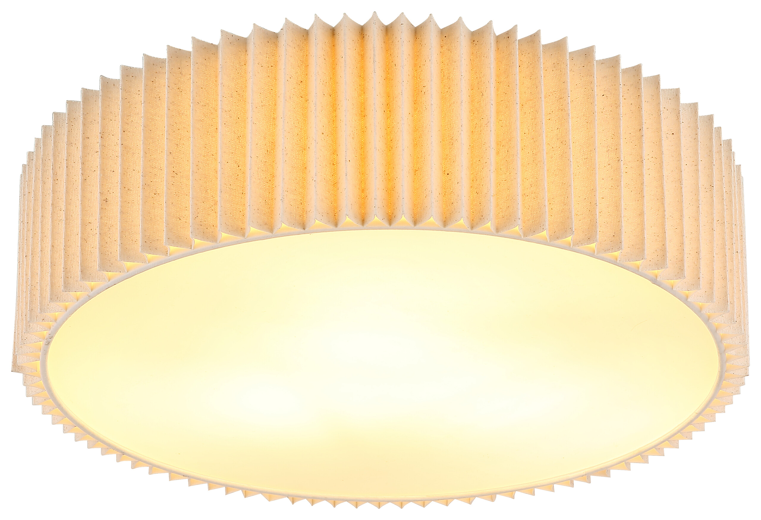 GLOBO Deckenleuchte natur weiß Textil Metall H/D: ca. 13x43 cm 3 Brennstellen