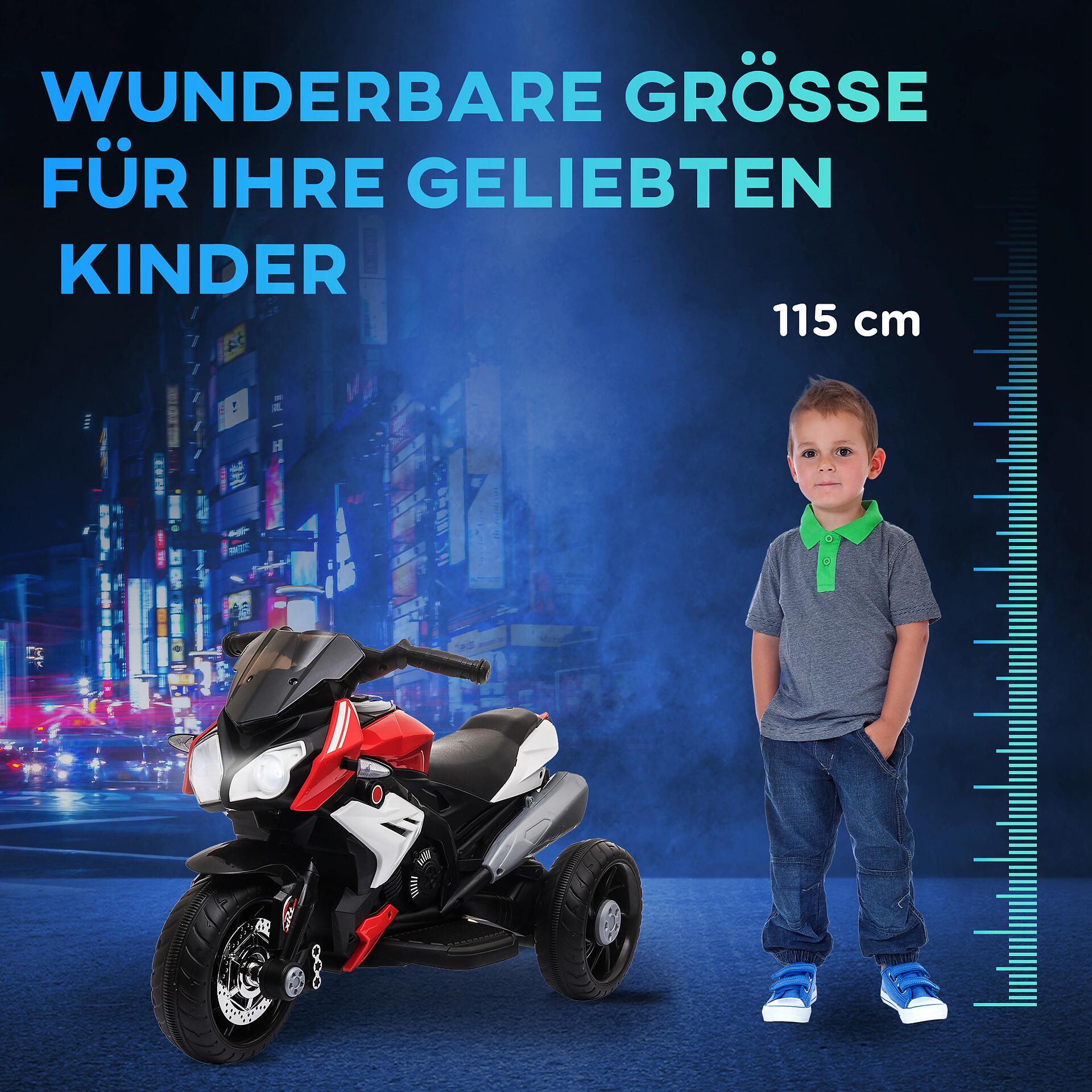 HOMCOM Kinder-Elektromotorrad rot B/H/L: ca. 42x52x86 cm