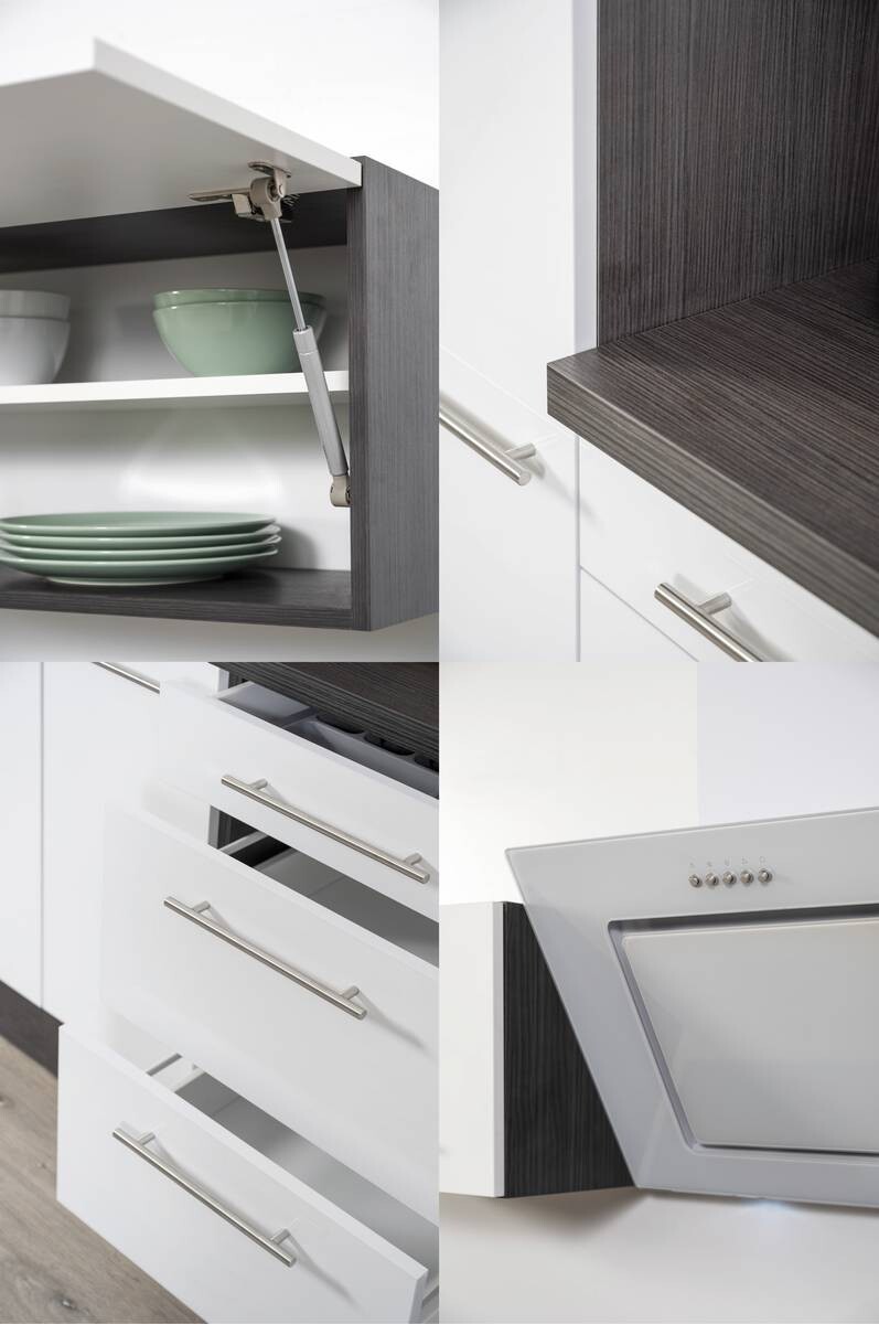 Respekta Winkelküche Amanda schwarz Hochglanz B/T/L: ca. 290x60x200 cm