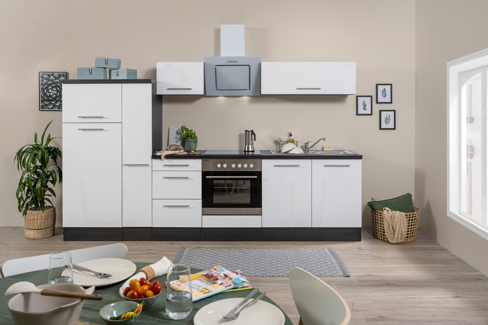 Respekta Küchenblock Amanda weiß Hochglanz B/H/T: ca. 300x200x60 cm