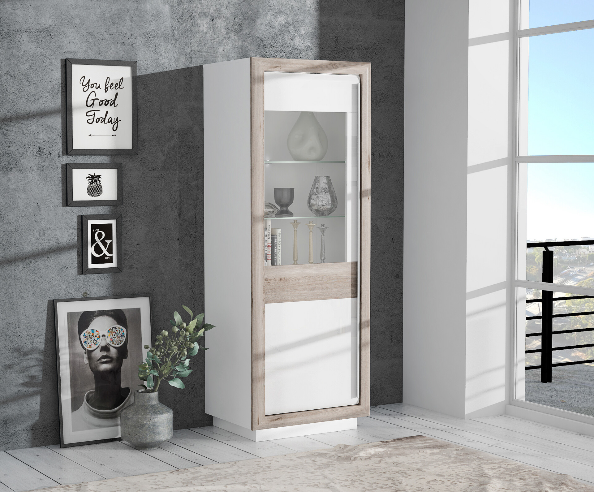 Standvitrine  B/H/T: ca. 73,3x197x53 cm