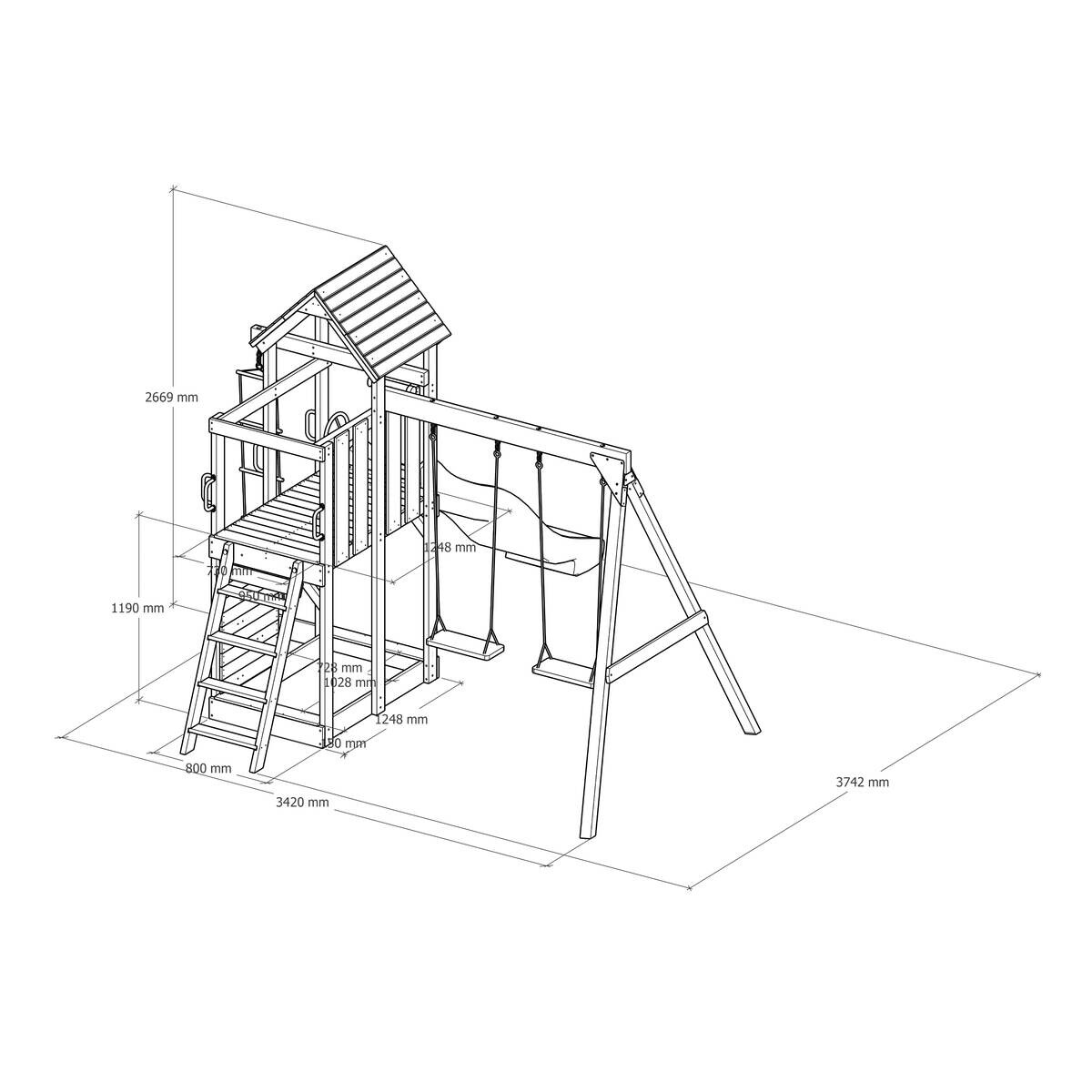AXI Spielturm Moos grün B/H/L: ca. 342x267x375 cm