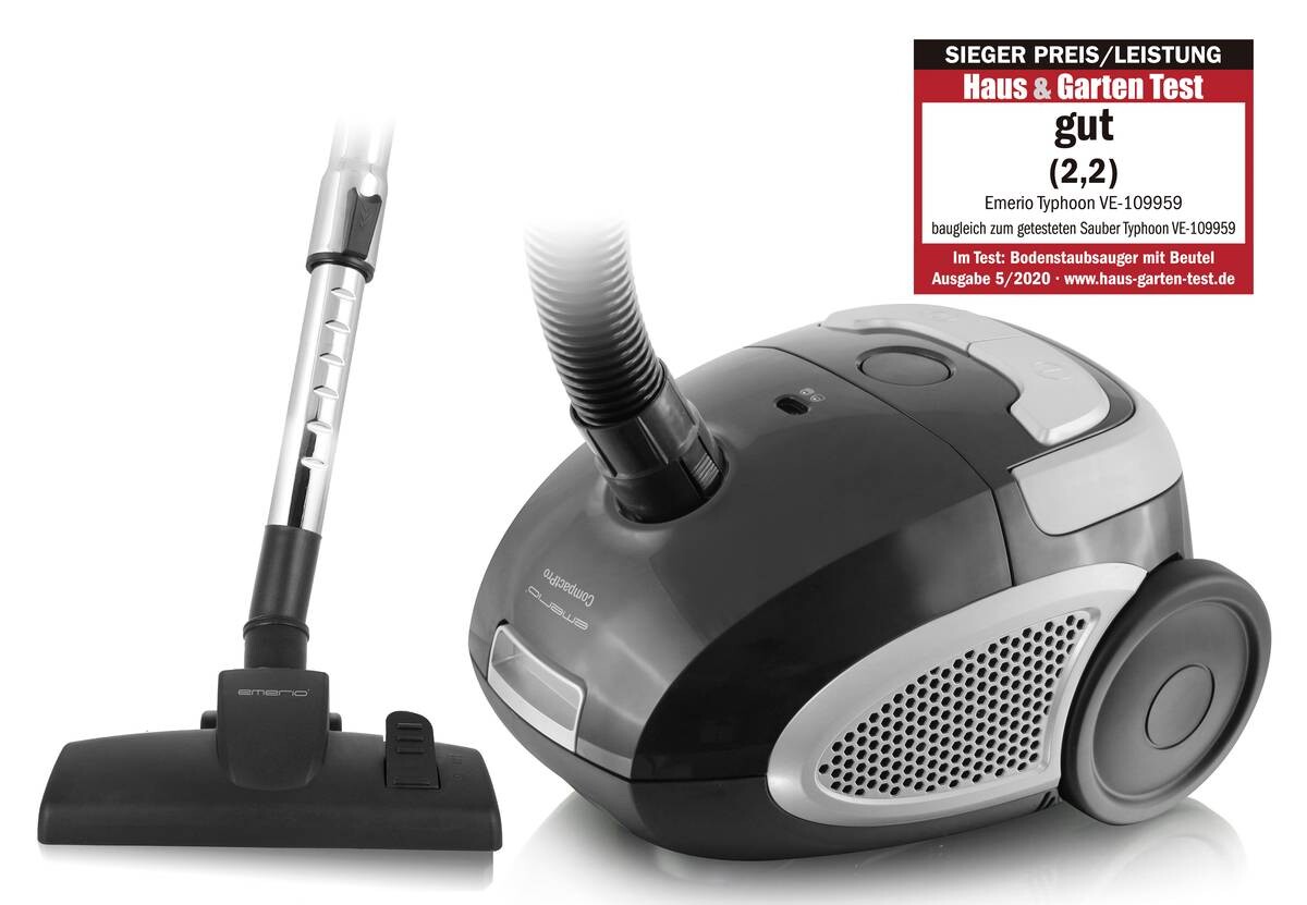 Emerio Bodenstaubsauger VE-109959.14 schwarz grau Kunststoff Metall B/H/L: ca. 25x20x32 cm