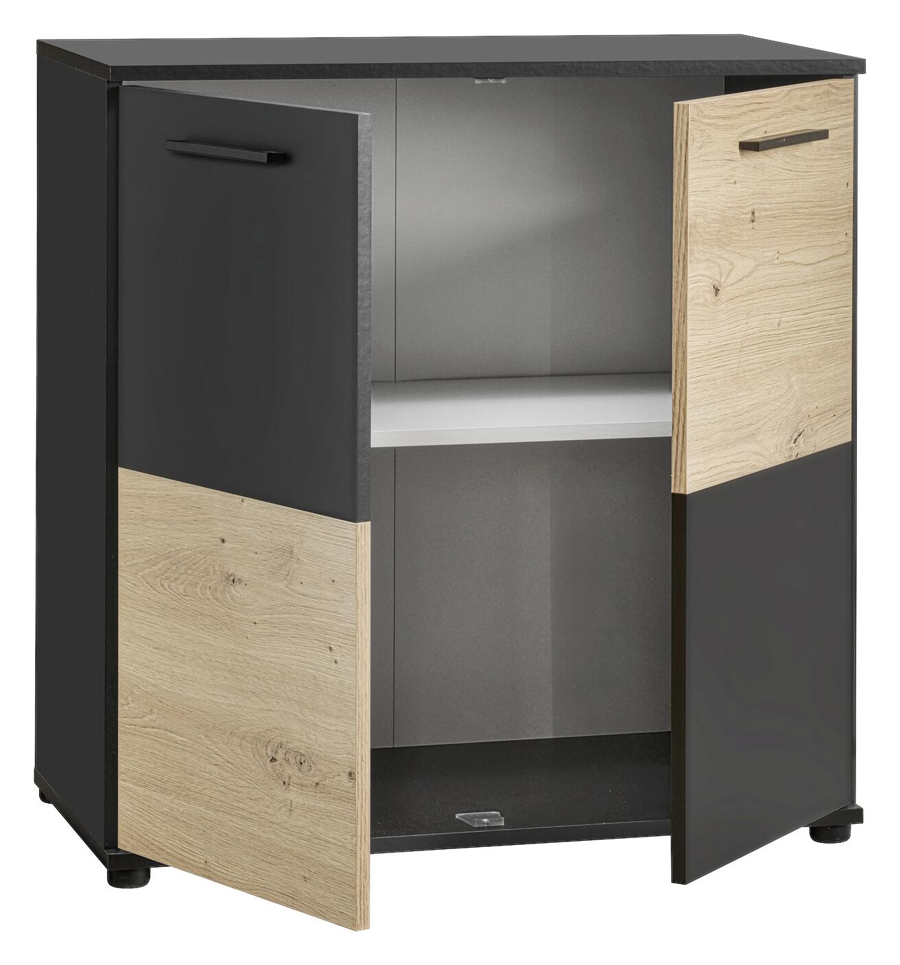 Kommode Zero Eiche Artisan Oak Nachbildung anthrazit B/H/T: ca. 72x72x34 cm