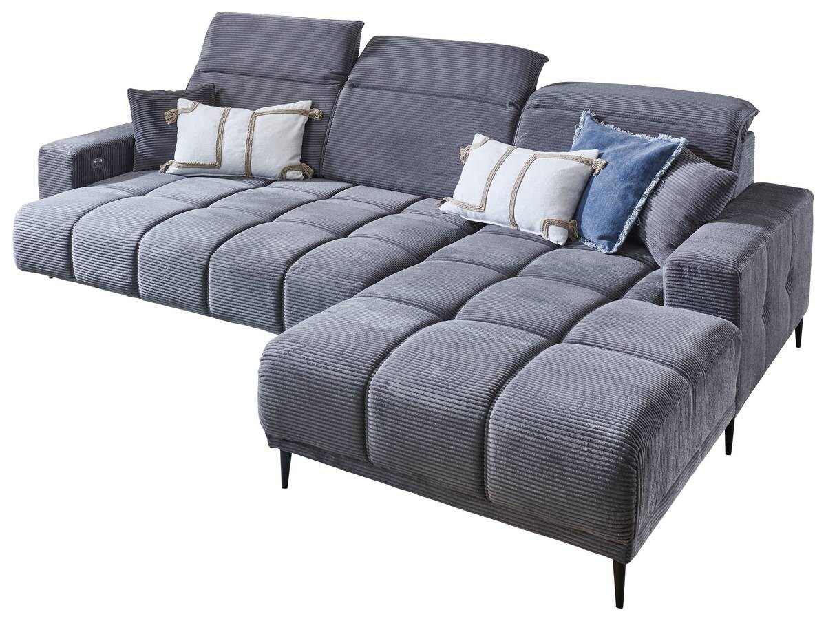 Ecksofa mit elektrischer Sitztiefenverstellung dunkelgrau Microfaser B/H/T: ca. 286x107x115 cm