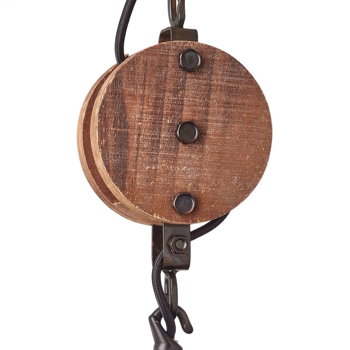 Brilliant Pendelleuchte Matrix 2 HK17186S76 schwarz Metall Holz H/D: ca. 147x34 cm E27 1 Brennstellen