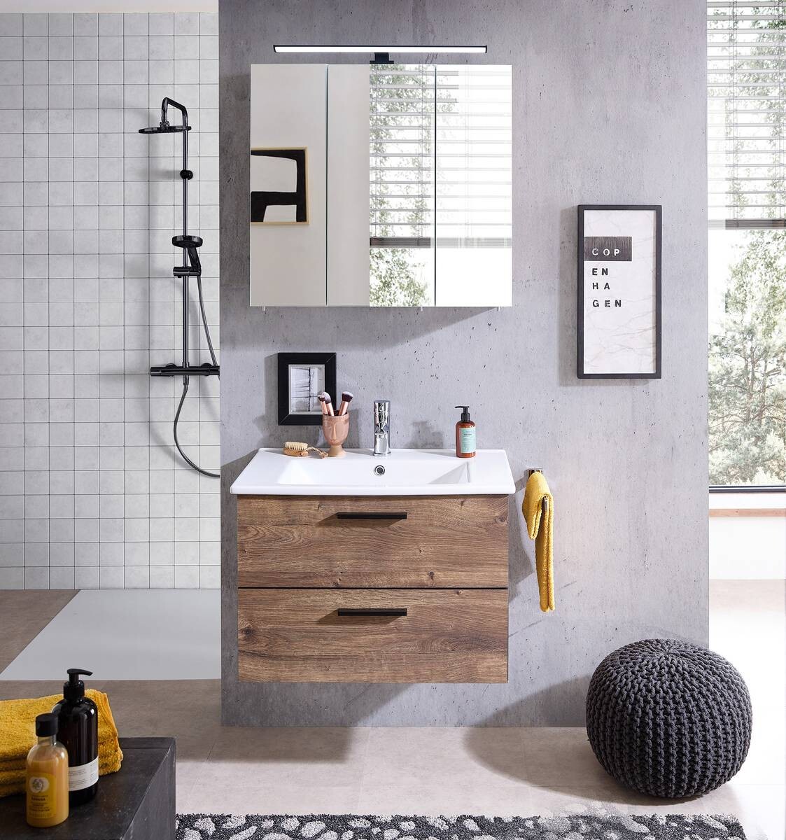 Badezimmer-Set Quickset 374 Eiche Ribeck Nachbildung B/H/T: ca. 75x200x45 cm