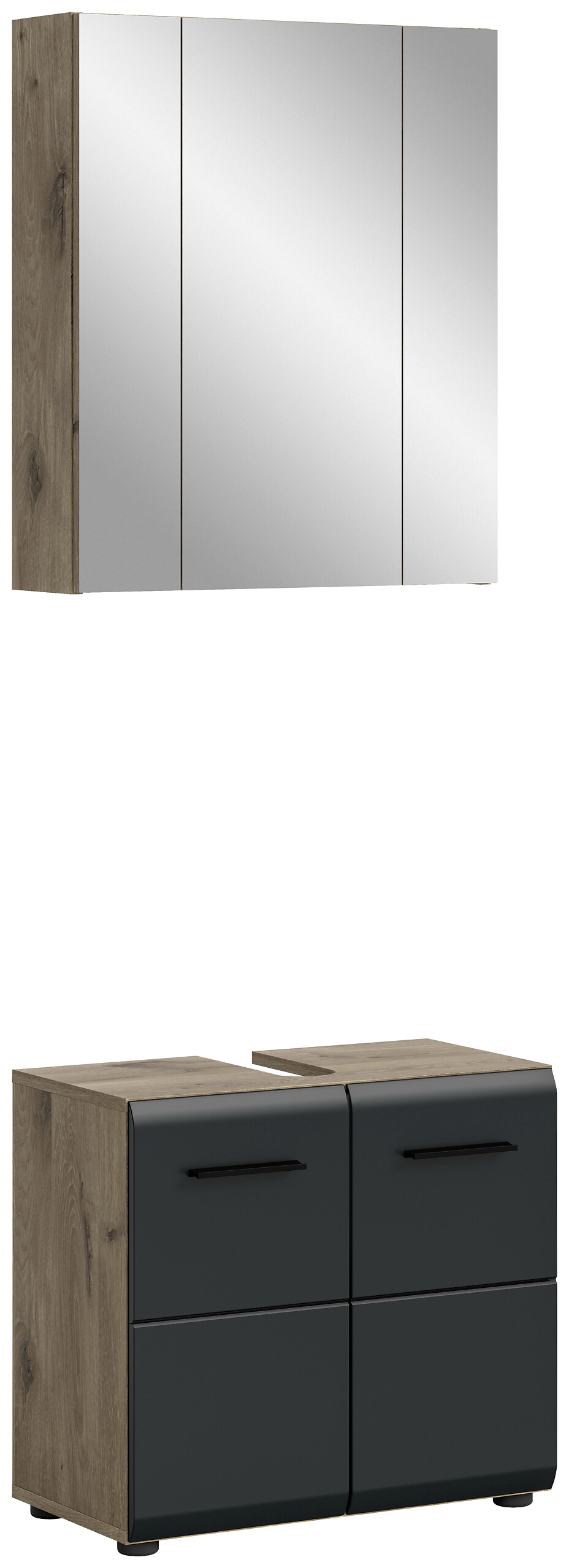 Badezimmer-Set Ice Nox Oak Nachbildung schwarz matt B/H/T: ca. 60x185x30 cm