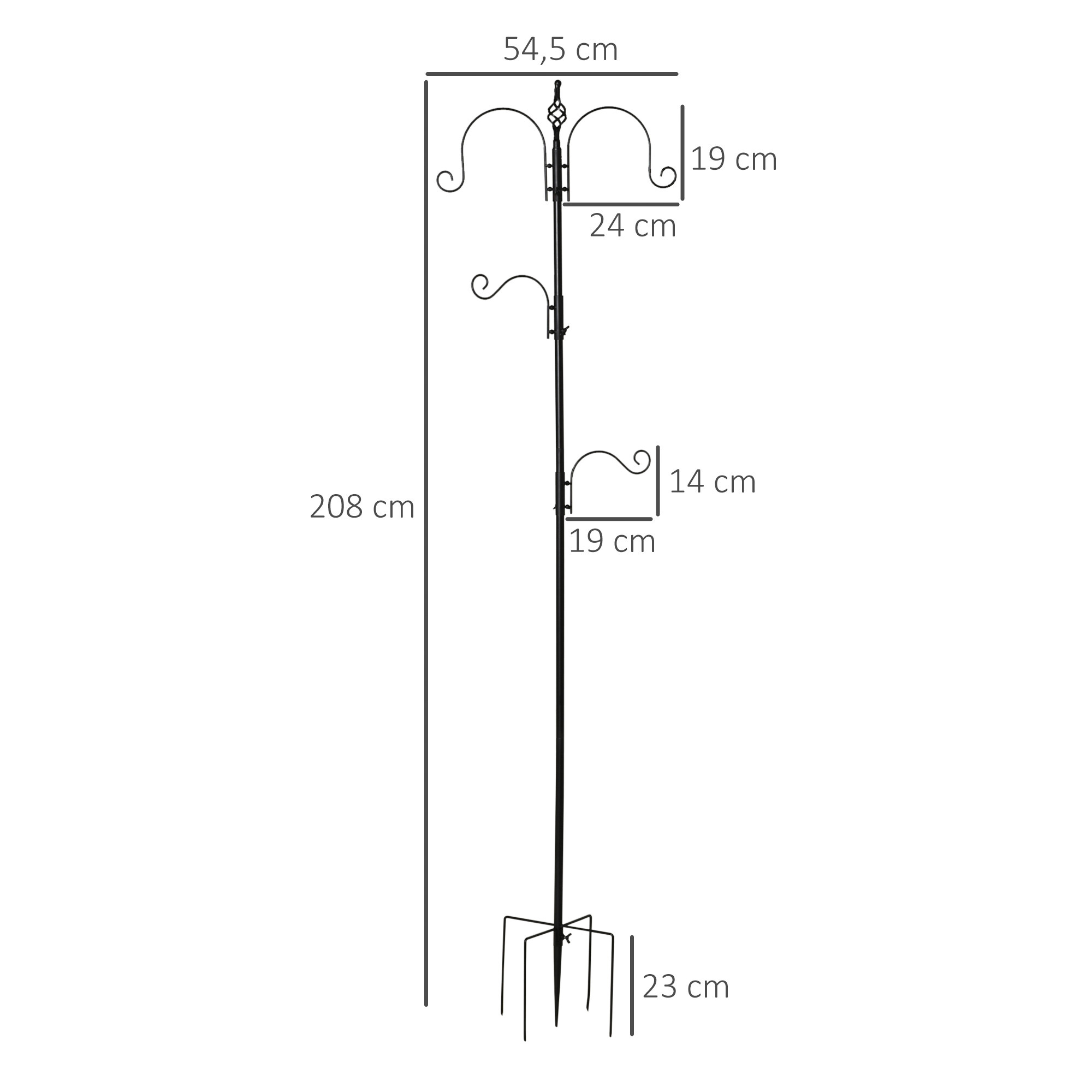 PawHut Vogelfutterstation schwarz Stahl B/H/L: ca. 54,5x208x54,5 cm