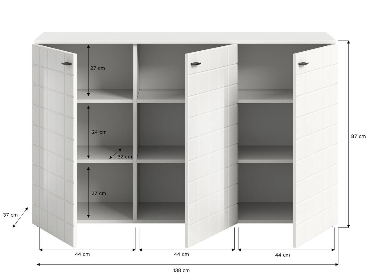 Sideboard Monte weiß weiß Hochglanz B/H/T: ca. 138x86x37 cm
