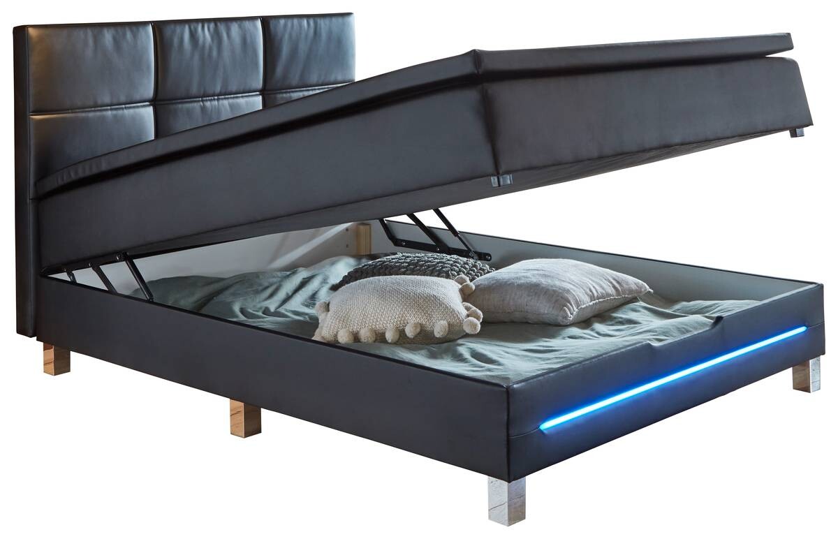 Boxbett Catania schwarz Kunstleder B/H/T: ca. 140x60x211 cm