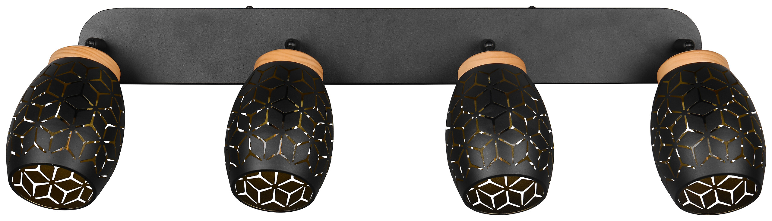 Reality Leuchten Spots Bidar schwarz gold Metall B/H/L: ca. 74x27x12 cm E14 4 Brennstellen