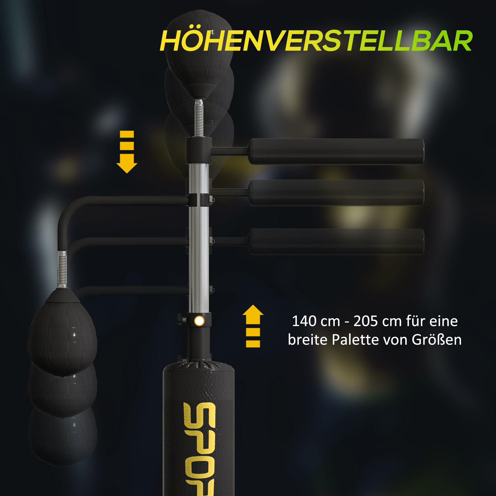 SPORTNOW Boxsack schwarz Kunstleder B/H/L: ca. 36x205x107 cm